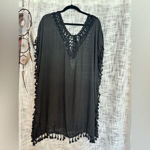 Elegant Black Crochet Swim Cover-Up